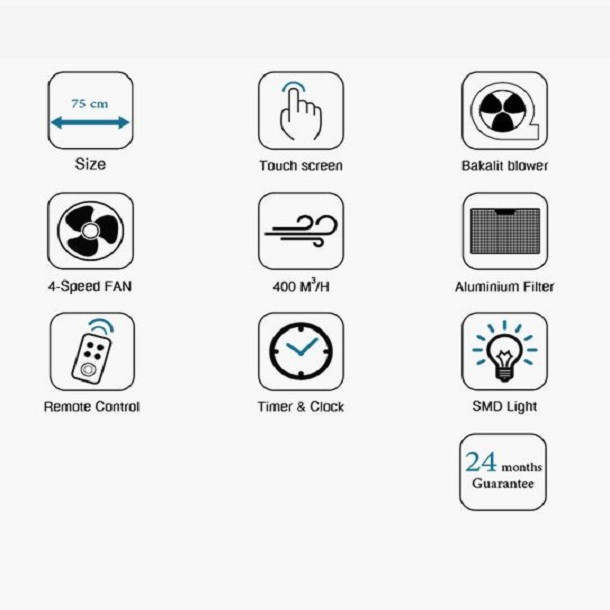 هود مخفی ایلیا استیل مدل Helma H402 سایز 75